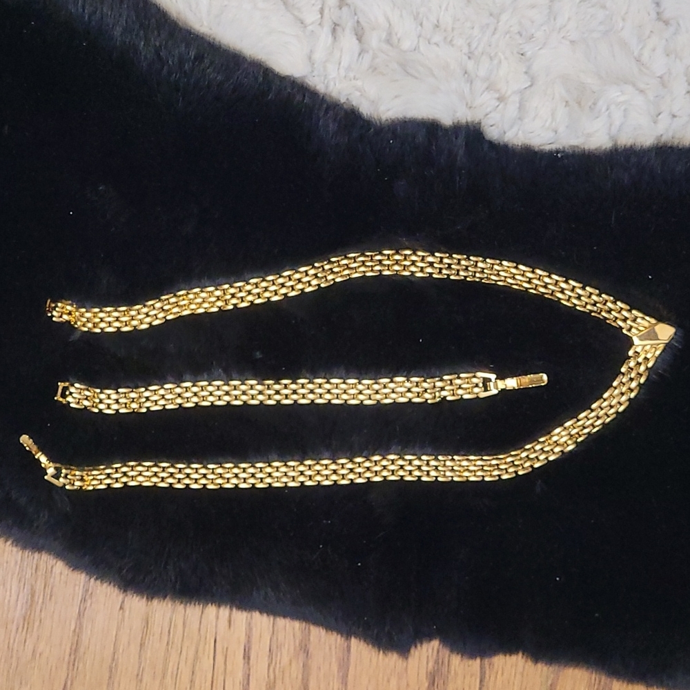 Goldstone V Necklace and Bracelet Set